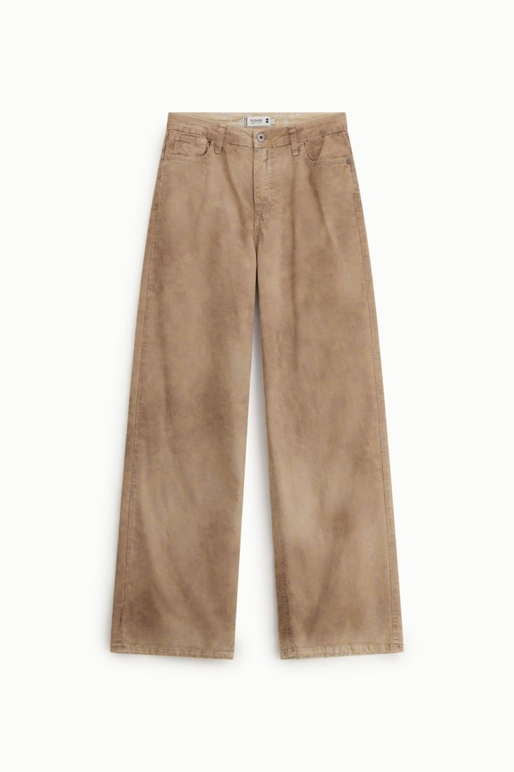 Pantaloni Please palazzo fit regolare effetto tinto - Beige