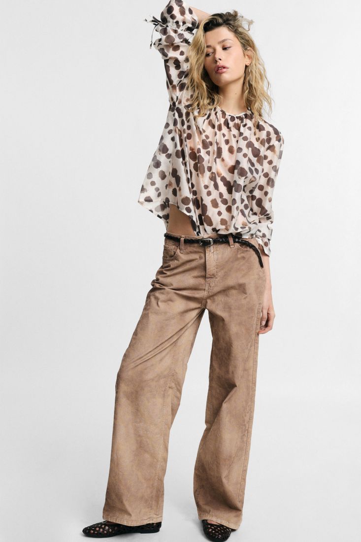 Pantaloni Please palazzo fit regolare effetto tinto - Beige