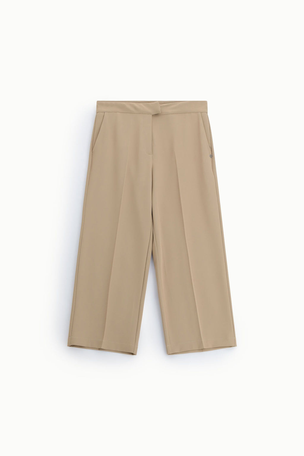 Pantaloni cropped a vita alta con piega centrale Please - Beige