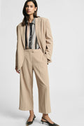 Pantaloni cropped a vita alta con piega centrale Please - Beige