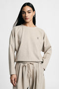 Felpa girocollo con maniche lunghe Please - Beige