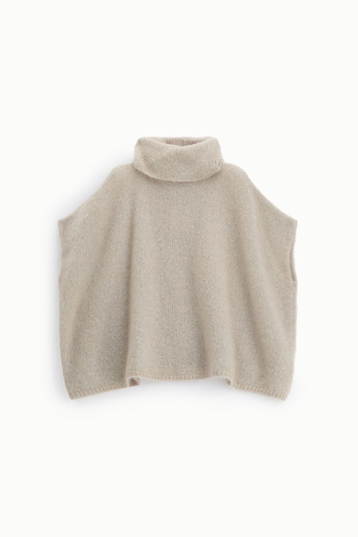Maglione poncho collo alto silhouette ampia Please - Sabbia