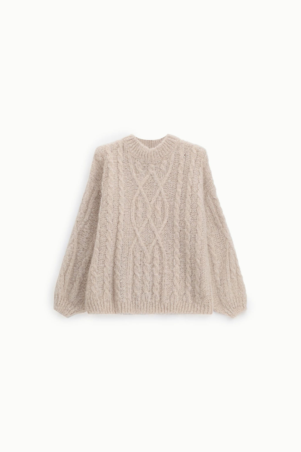 Maglione a trecce con maniche lunghe Please - Sabbia