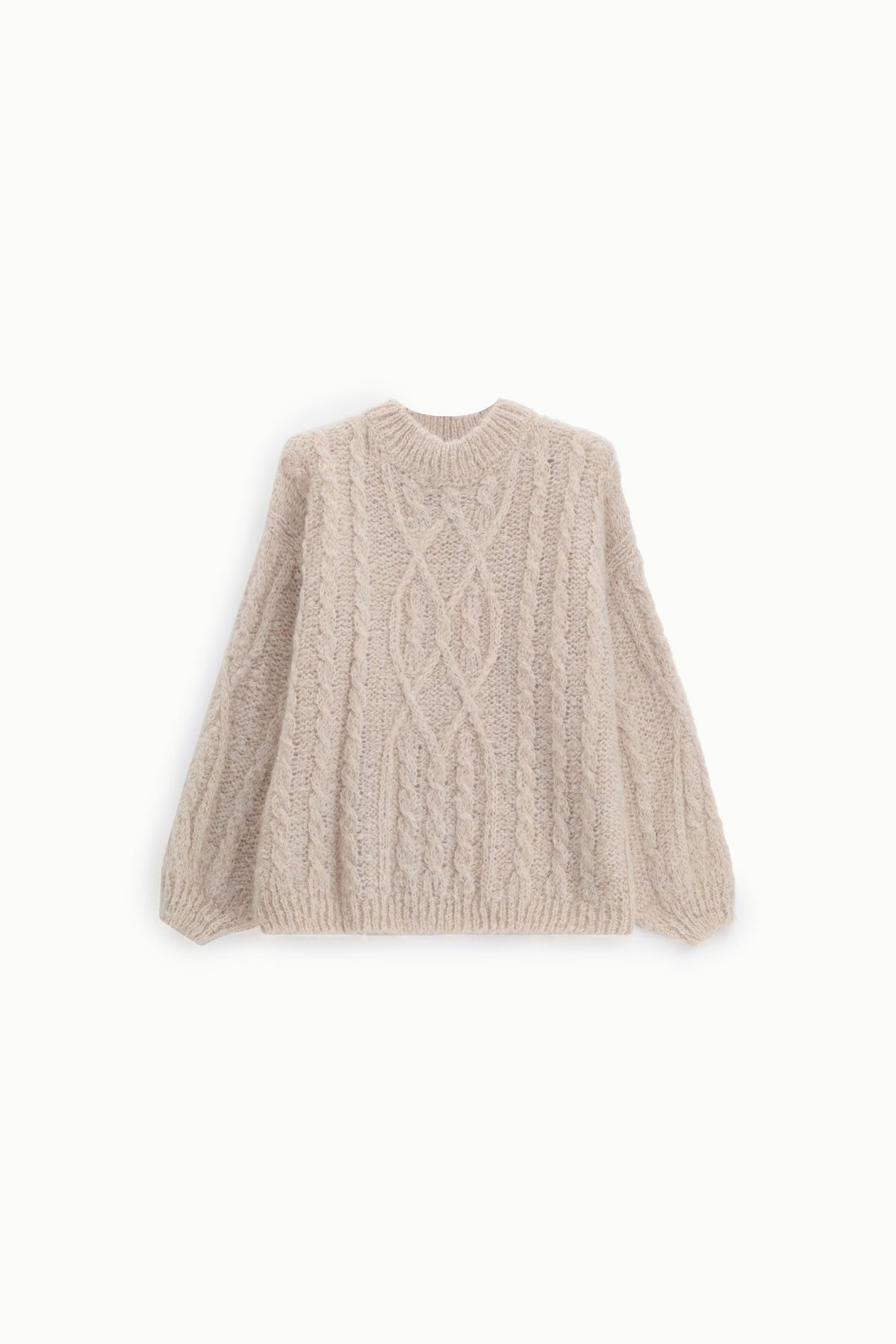 Maglione a trecce con maniche lunghe Please - Sabbia