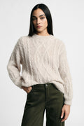 Maglione a trecce con maniche lunghe Please - Sabbia