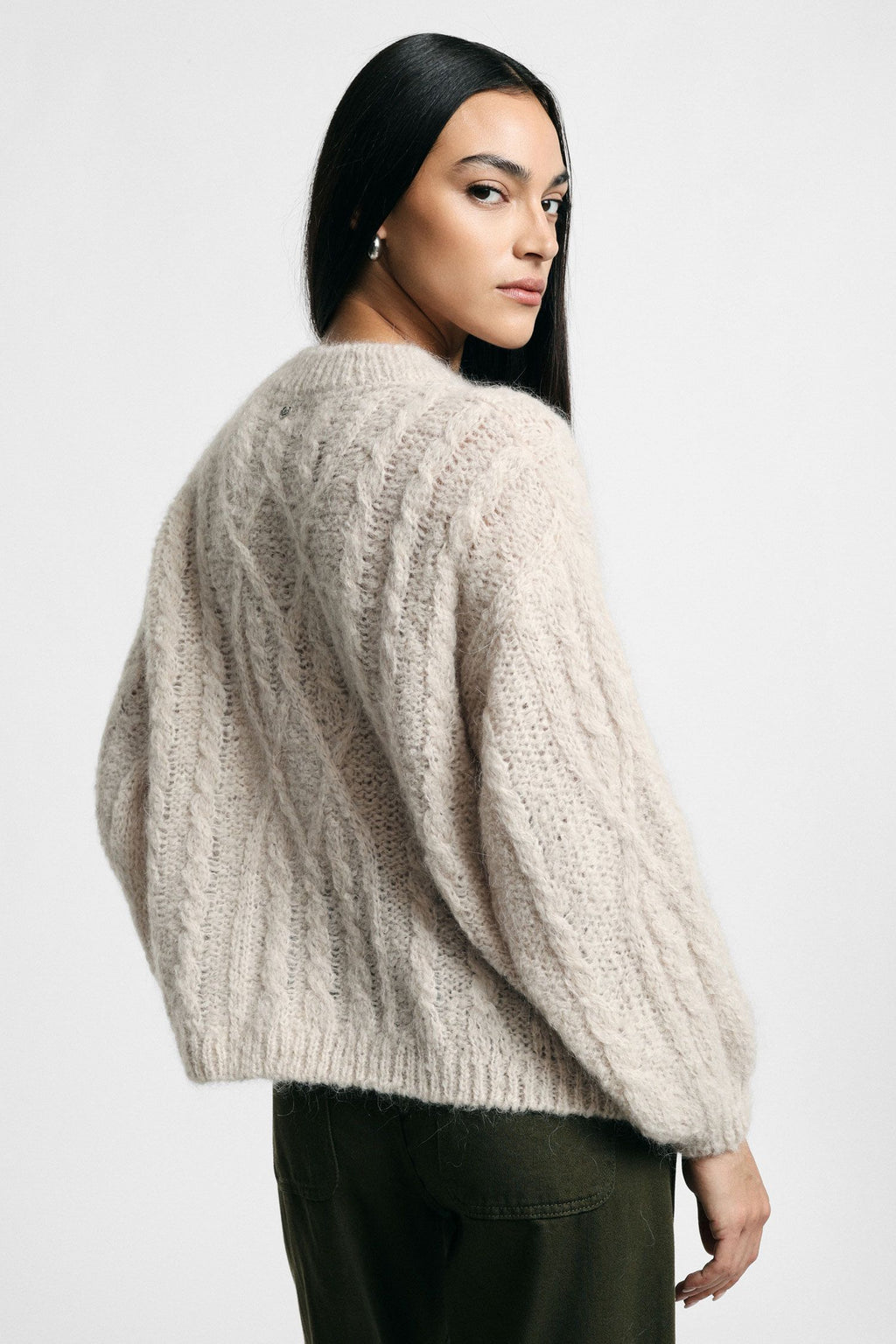 Maglione a trecce con maniche lunghe Please - Sabbia
