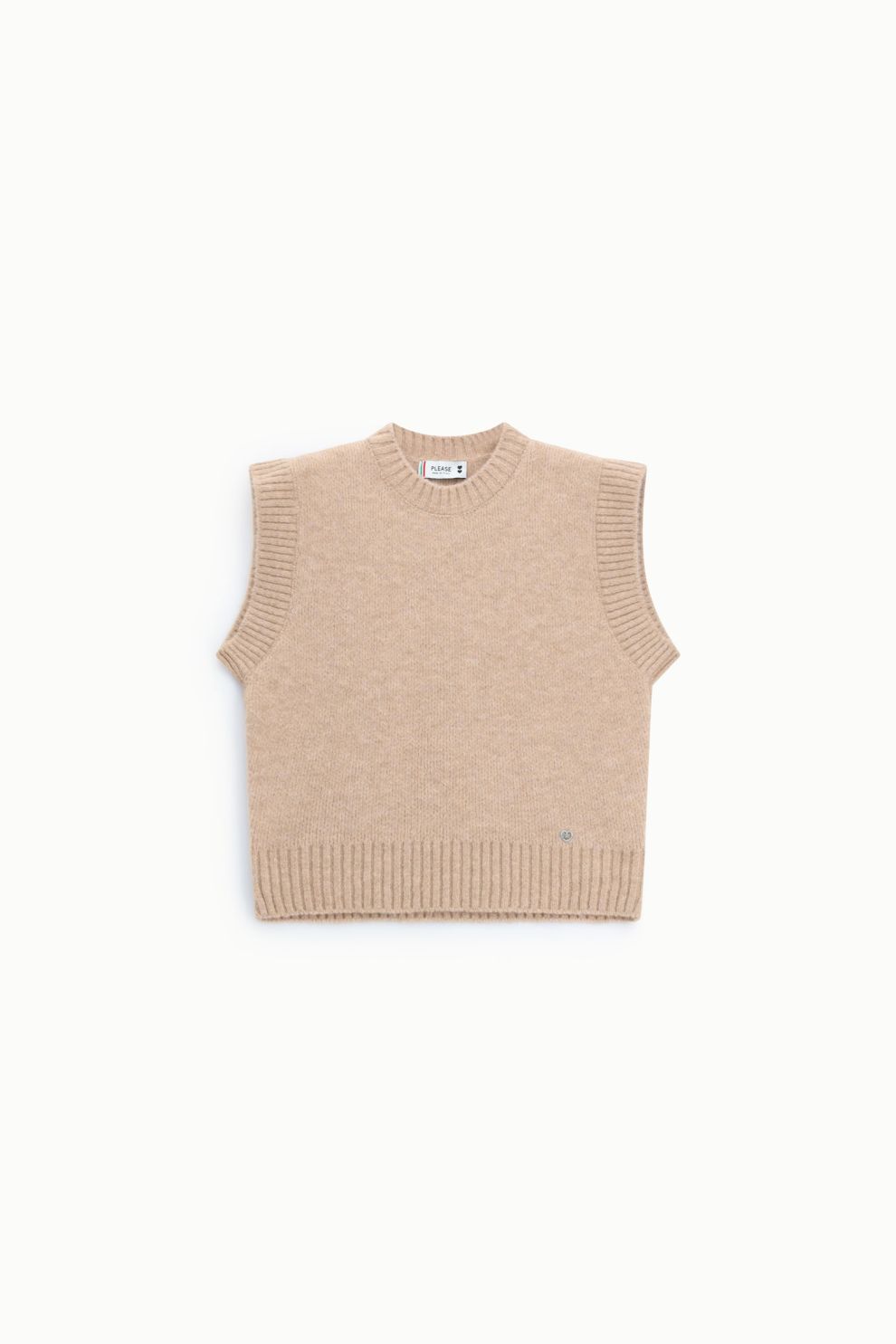 Maglione senza maniche con profili a costine - Nude