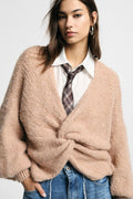 Cardigan intrecciato con maniche lunghe e scollo a v Please - Nude