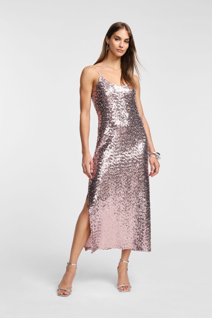 Vestito Please con paillettes e spalline-Rosa