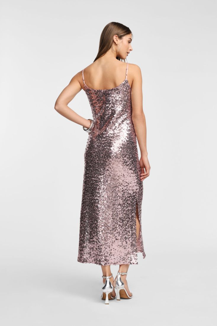 Vestito Please con paillettes e spalline-Rosa