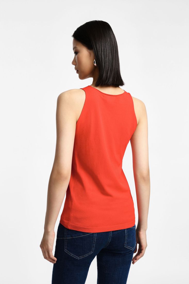 Top in maglina senza maniche scollo a v - Rosso