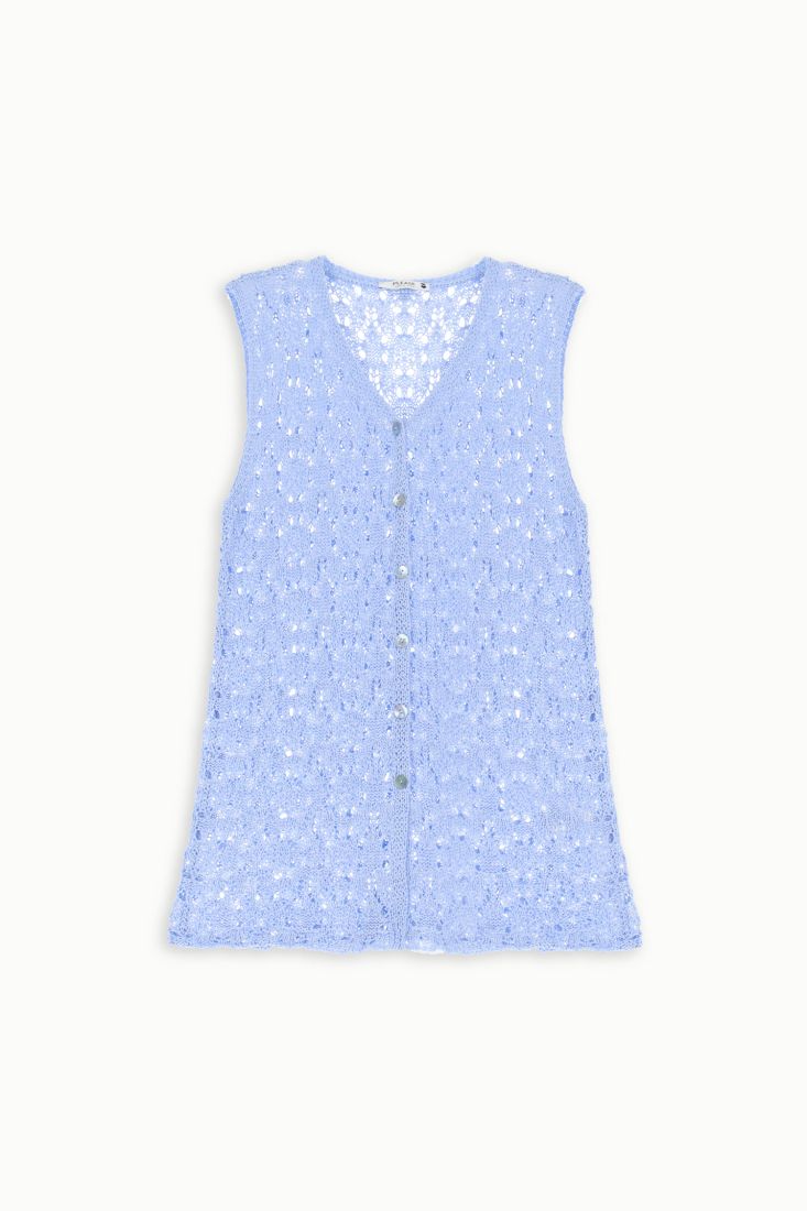 Top Please in maglia senza maniche con bottoni - Carta da zucchero