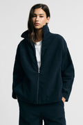 Felpa zip lunga collo alto regular-fit Please - Blu