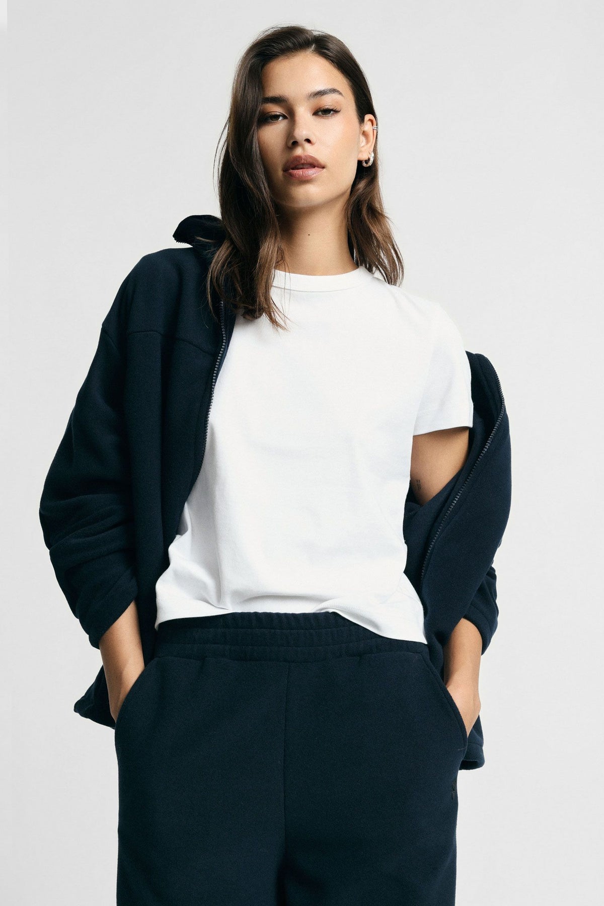 Felpa zip lunga collo alto regular-fit Please - Blu