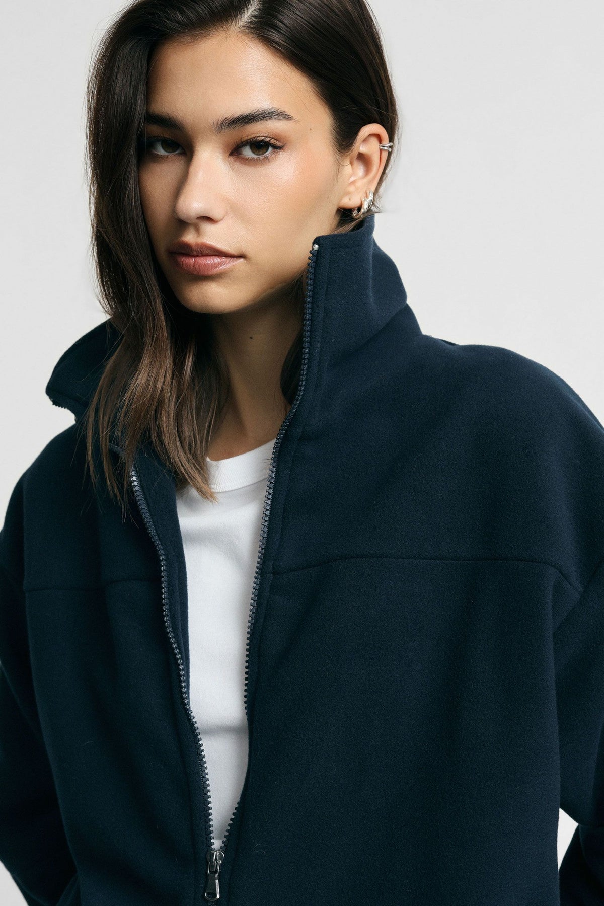 Felpa zip lunga collo alto regular-fit Please - Blu