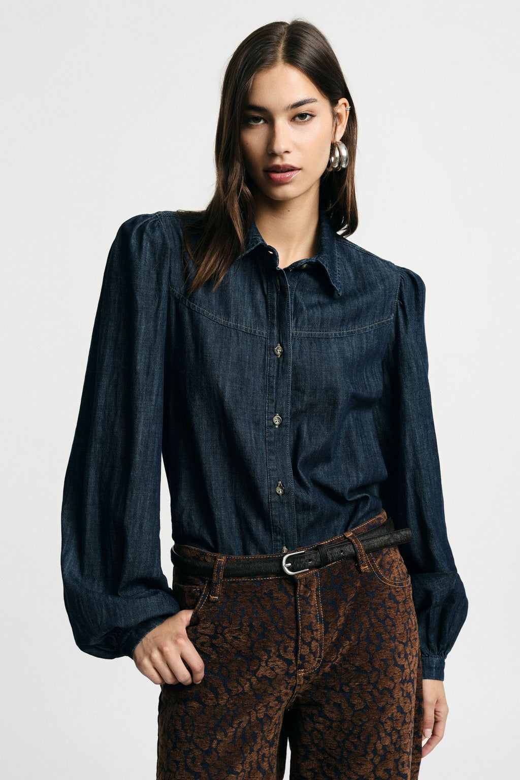 Camicia denim con maniche ampie Please - Blu Denim