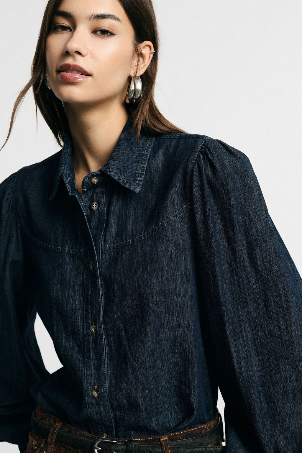 Camicia denim con maniche ampie Please - Blu Denim