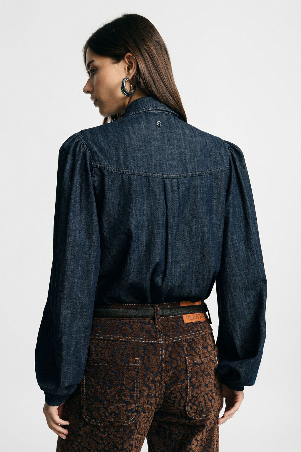 Camicia denim con maniche ampie Please - Blu Denim