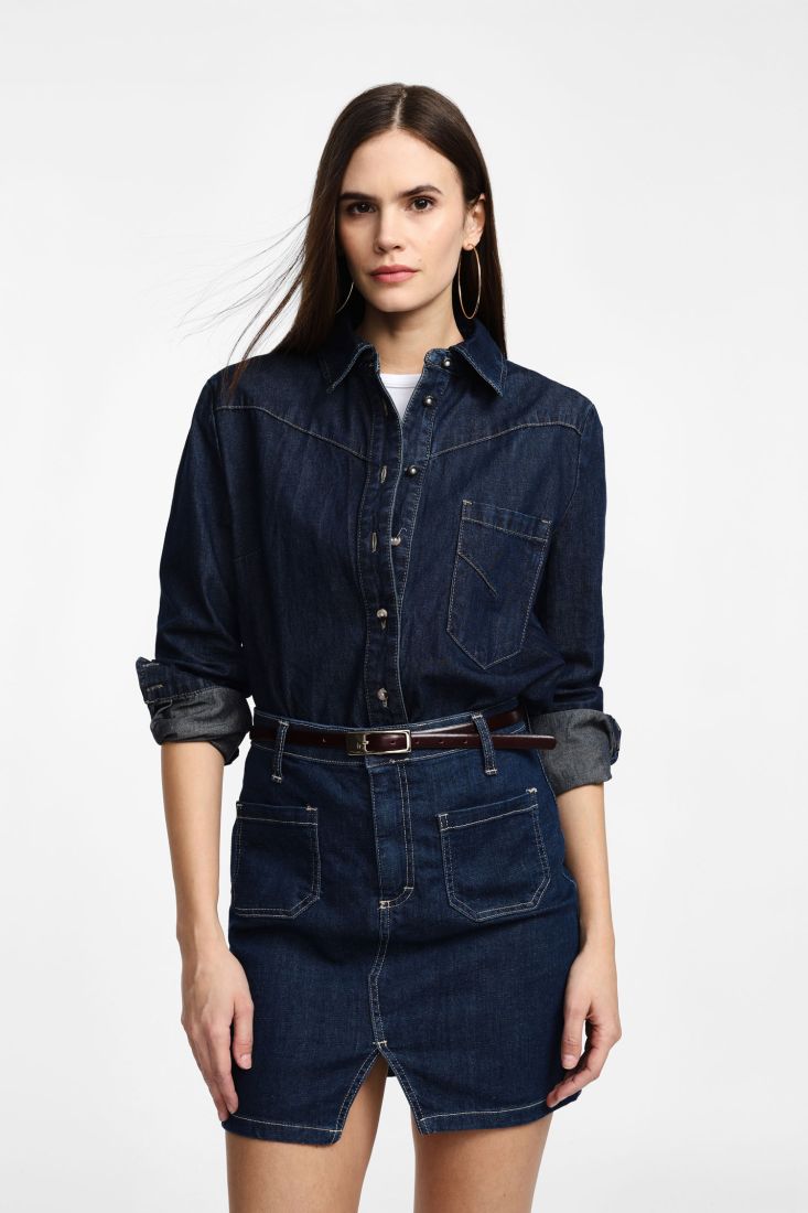 Camicia Please denim a maniche lunghe con bottoni