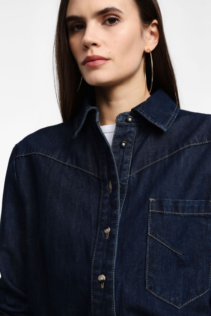 Camicia Please denim a maniche lunghe con bottoni
