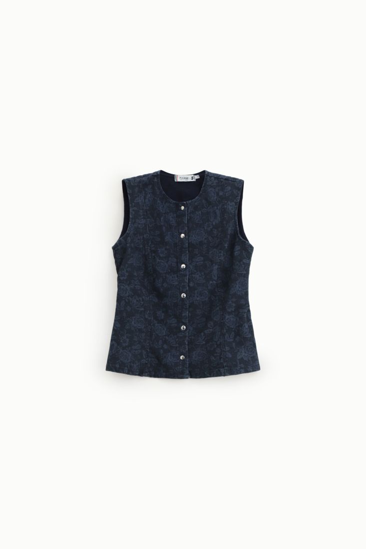 Gilet Please aderente con stampa floreale e bottoni