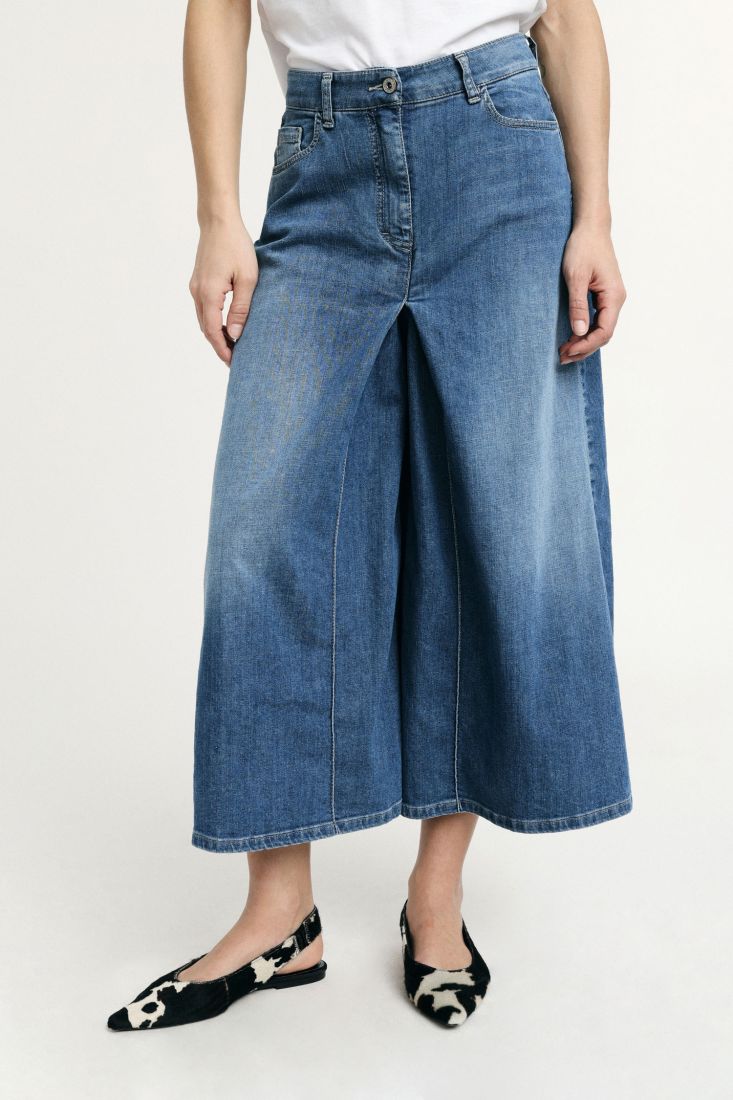 Gonna pantalone Please in denim vita alta cinque tasche