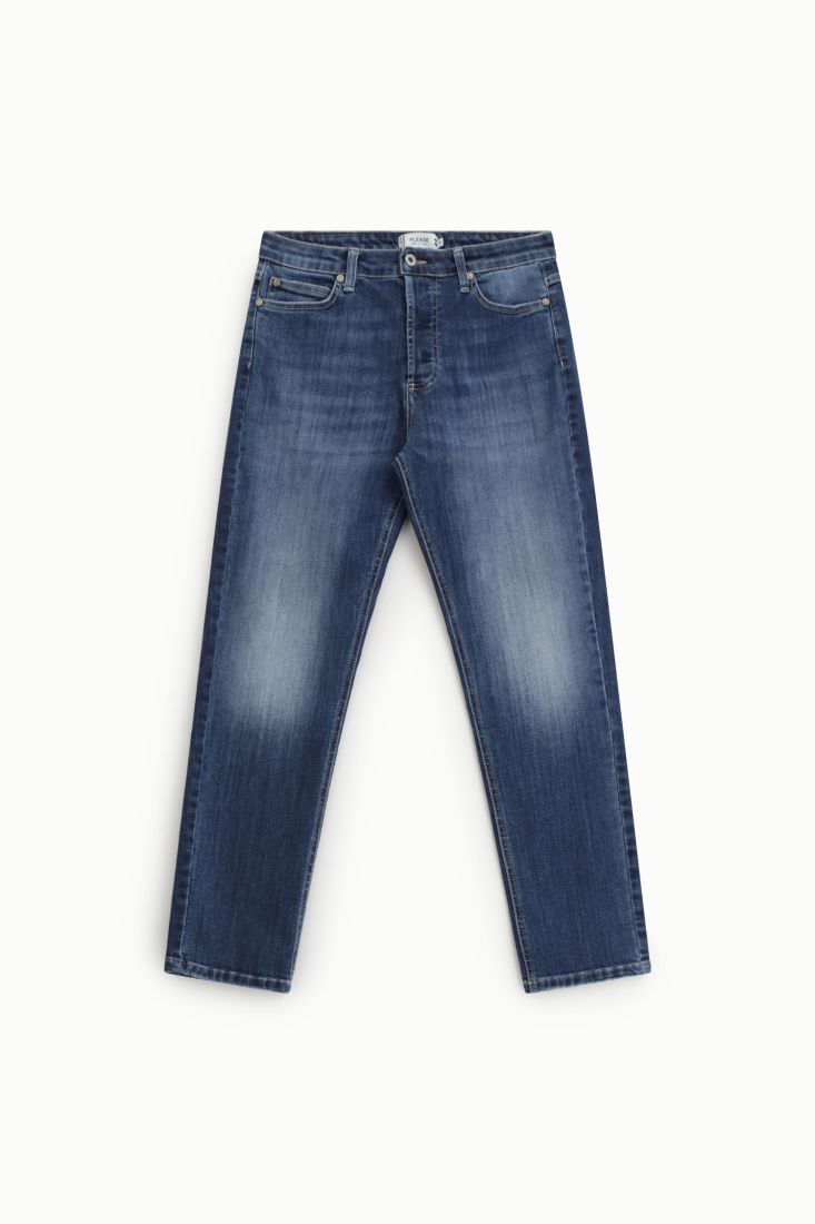 Jeans girlfriend cinque tasche effetto délavé