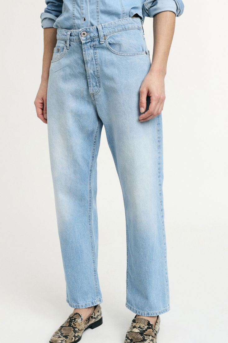 Jeans Please mom-fit a vita alta lavaggio chiaro