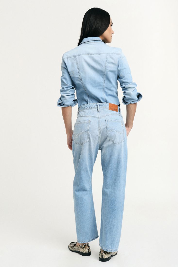 Jeans Please mom-fit a vita alta lavaggio chiaro