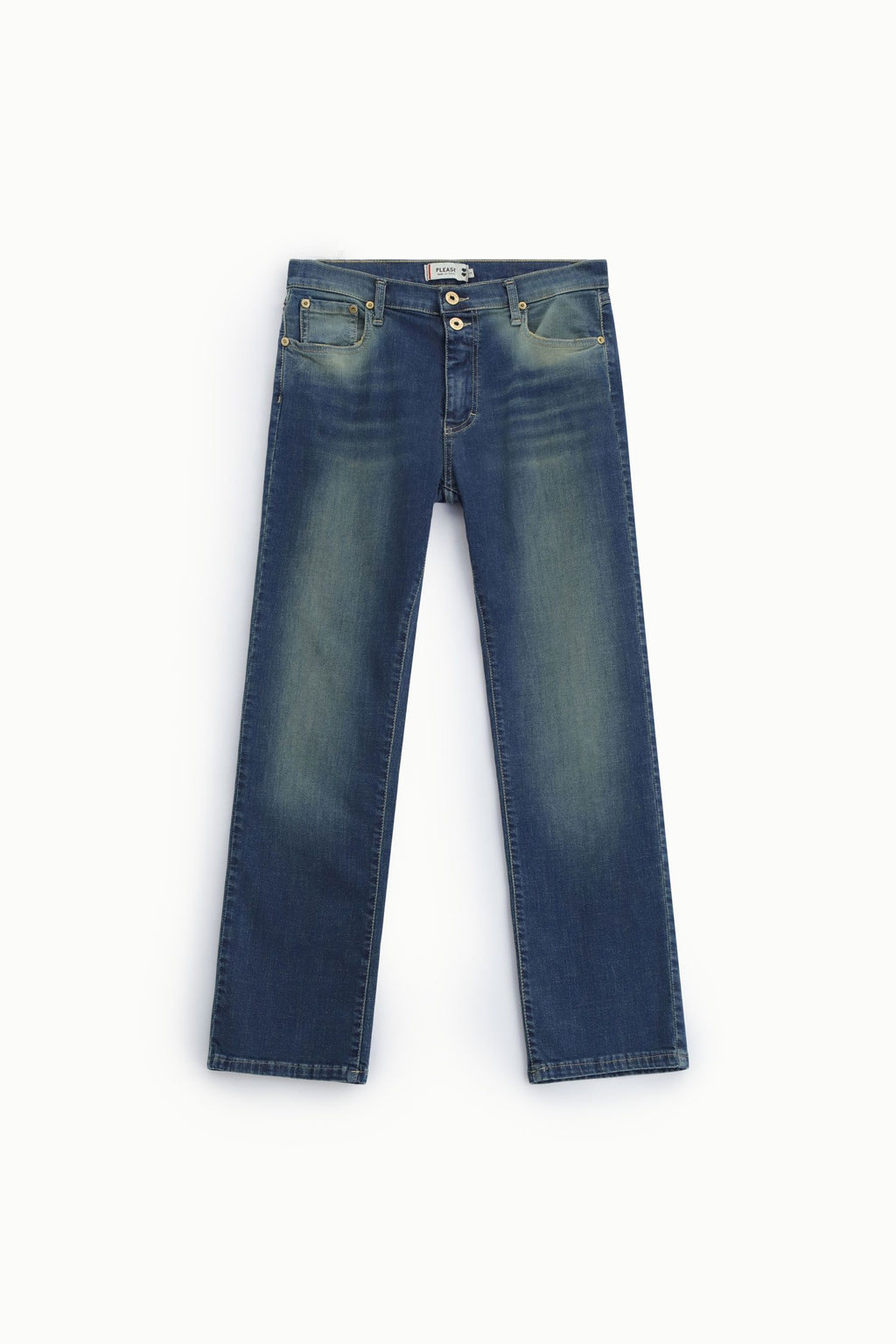 Jeans a sigaretta con doppio bottone Please - Blu Denim