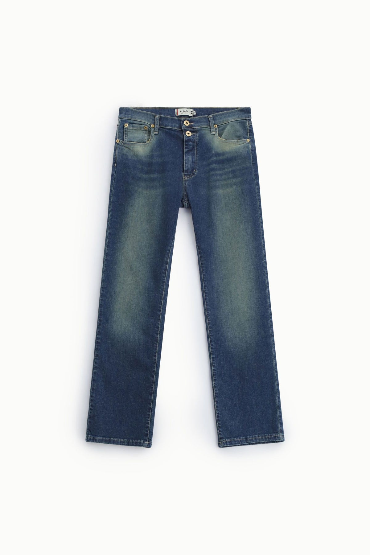 Jeans a sigaretta con doppio bottone Please - Blu Denim
