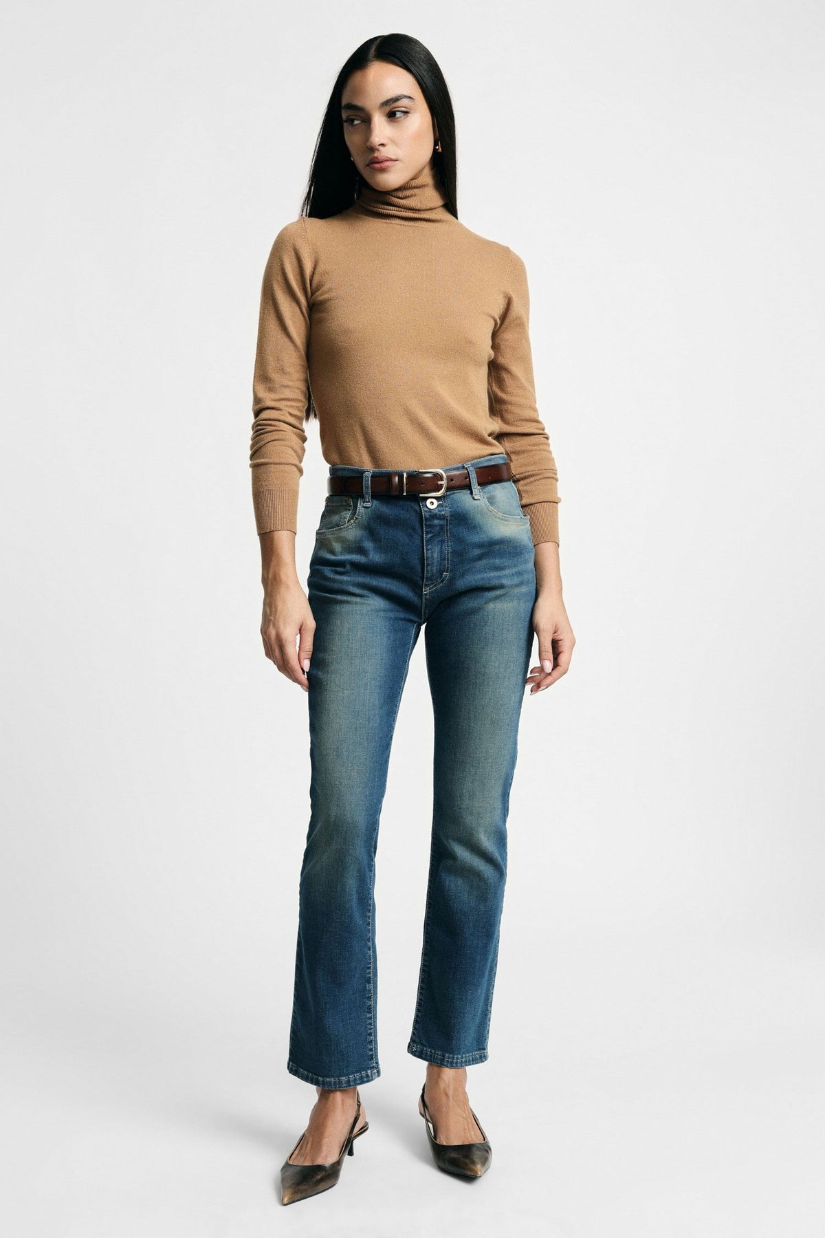 Jeans a sigaretta con doppio bottone Please - Blu Denim