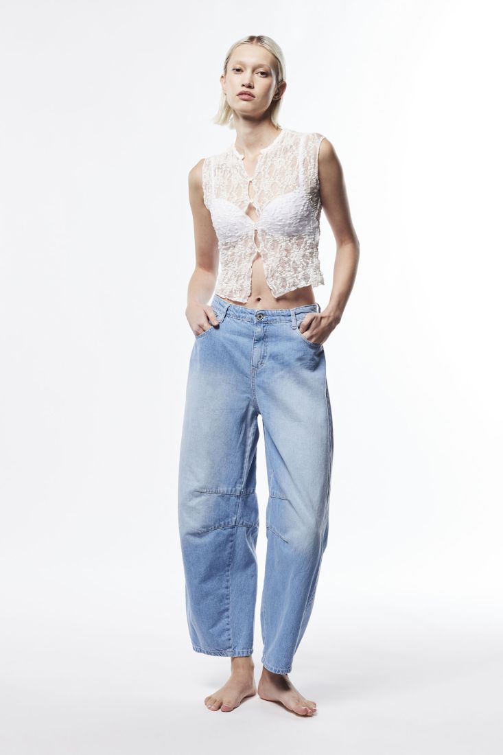 Jeans baloon a vita alta - Blu Denim