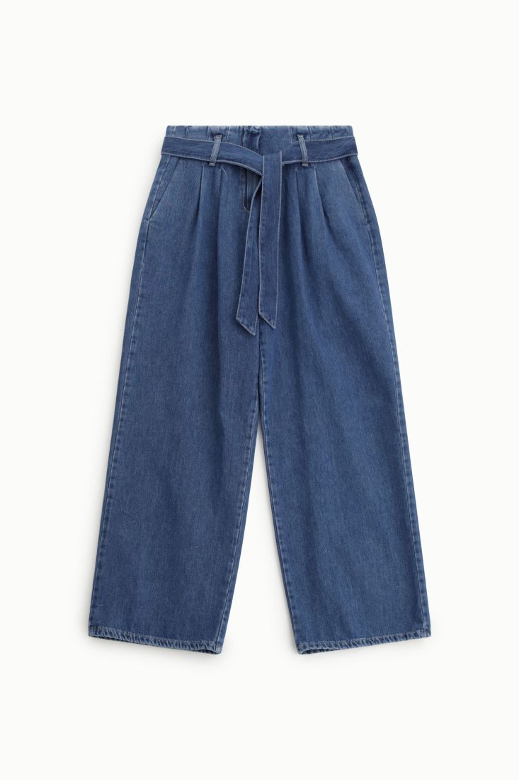 Jeans paperbag vita alta con cintura coordinata