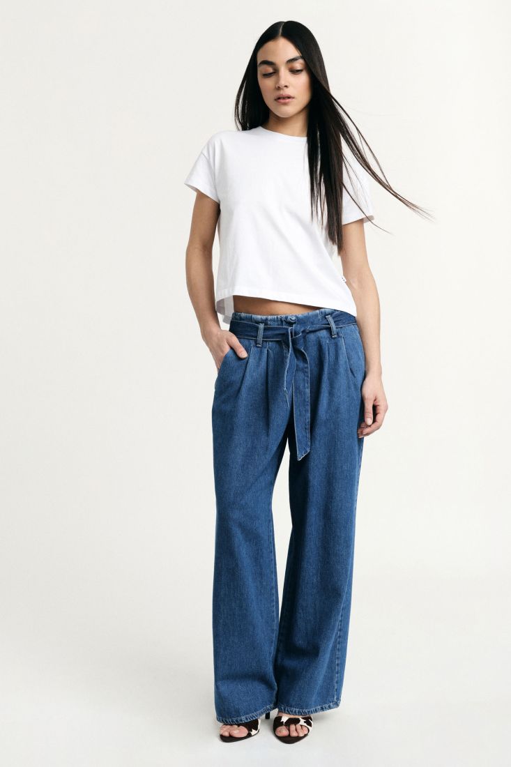Jeans Please paperbag vita alta con cintura coordinata