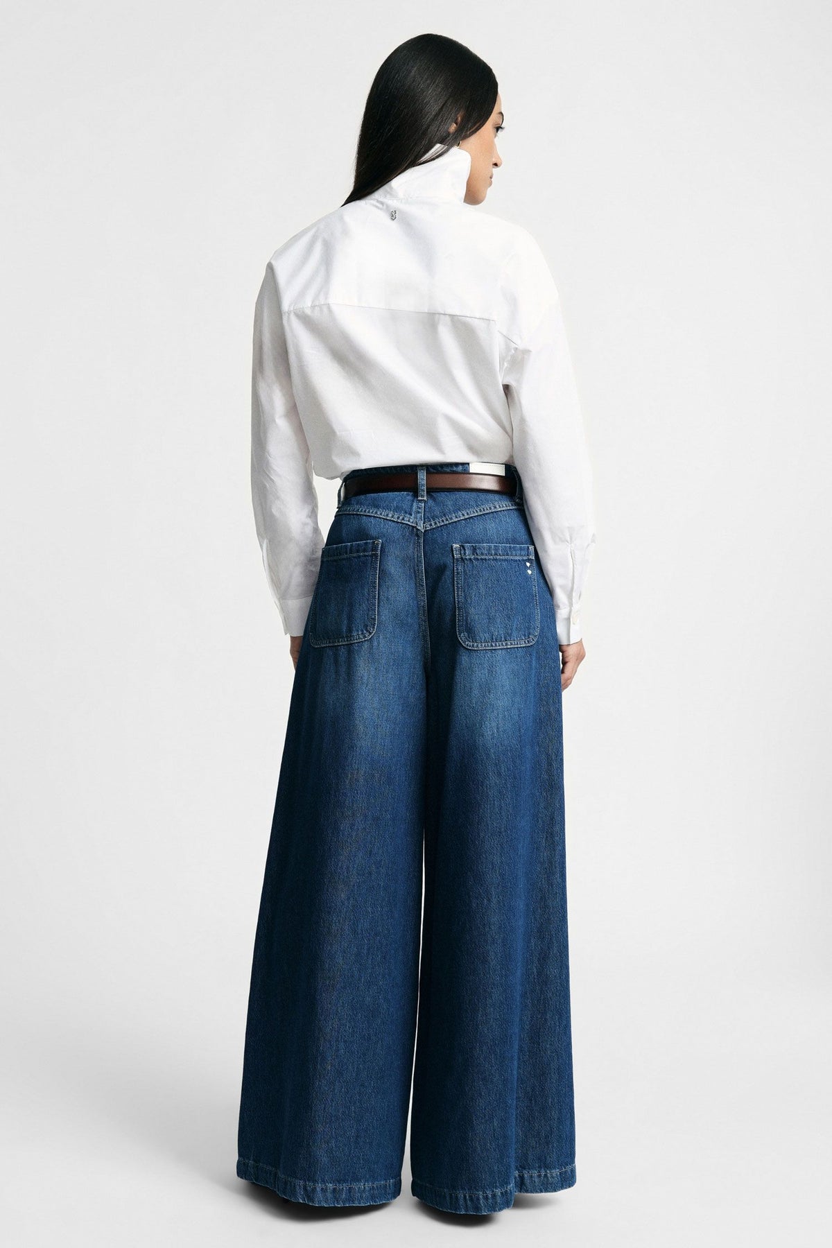 Jeans a gamba molto ampia vita media Please - Blu Denim
