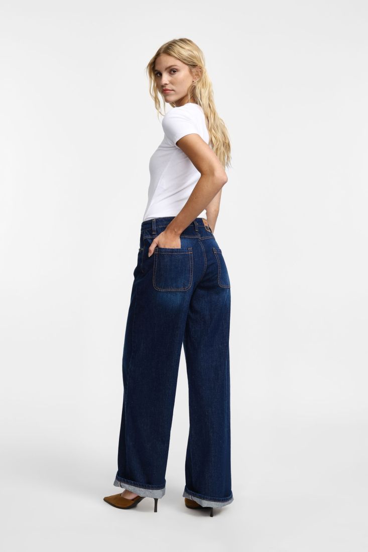 Jeans Please a gamba larga con risvolto