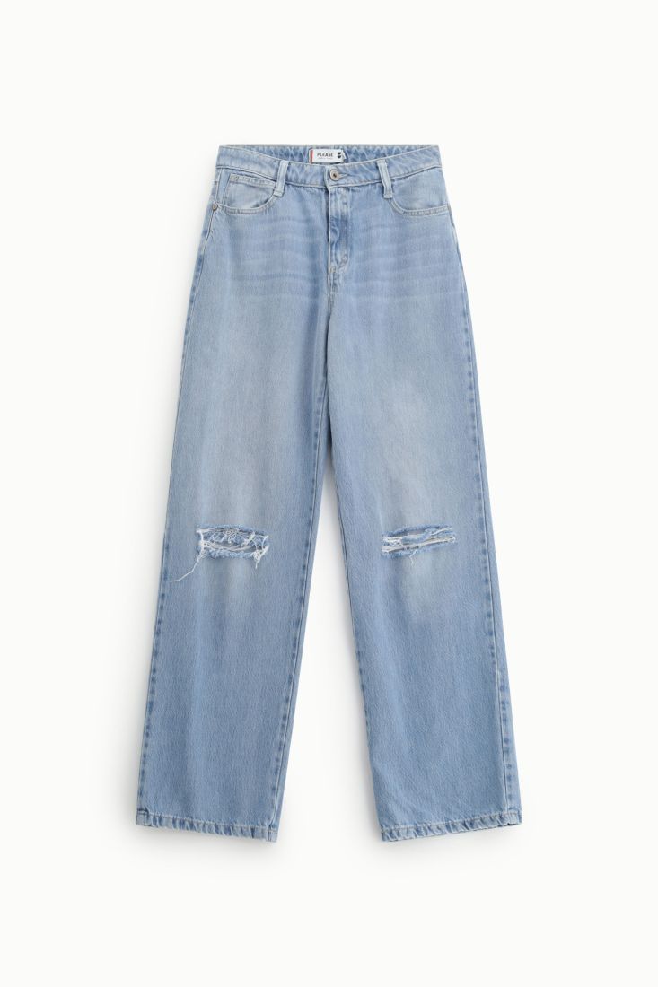 Jeans Please a gamba ampia con strappi al ginocchio