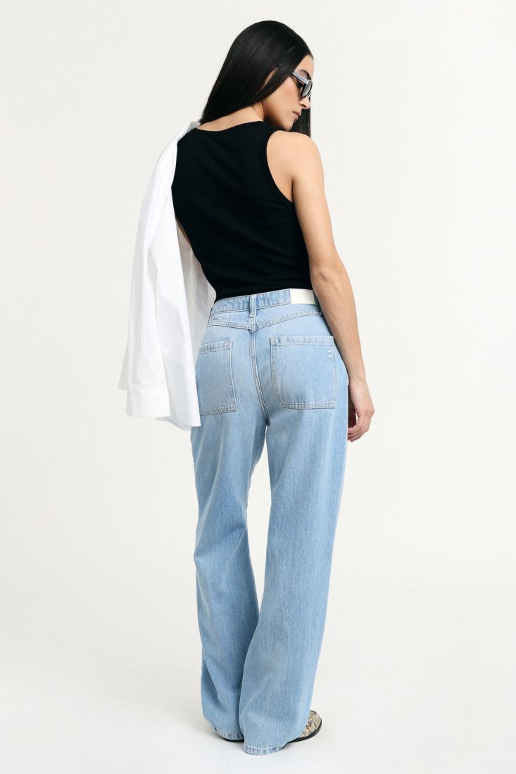 Jeans Please a gamba ampia con strappi al ginocchio