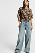 Jeans ampi a vita alta con fondo largo Please - Blu Denim