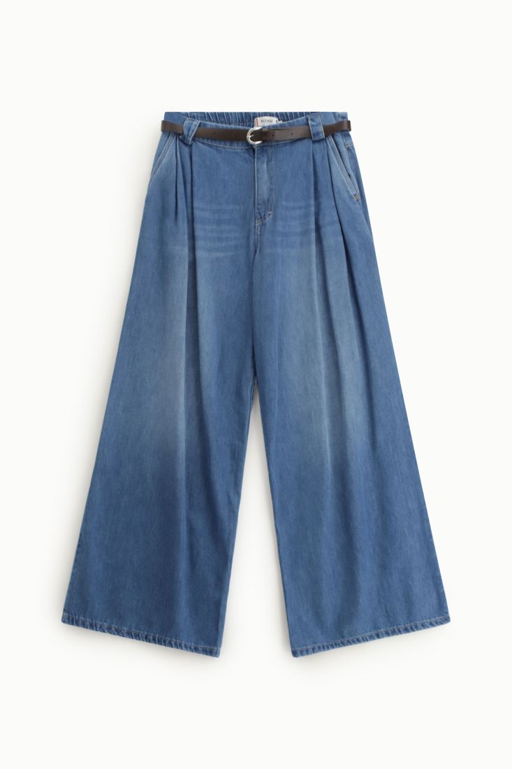 Jeans Please palazzo con cintura e pinces