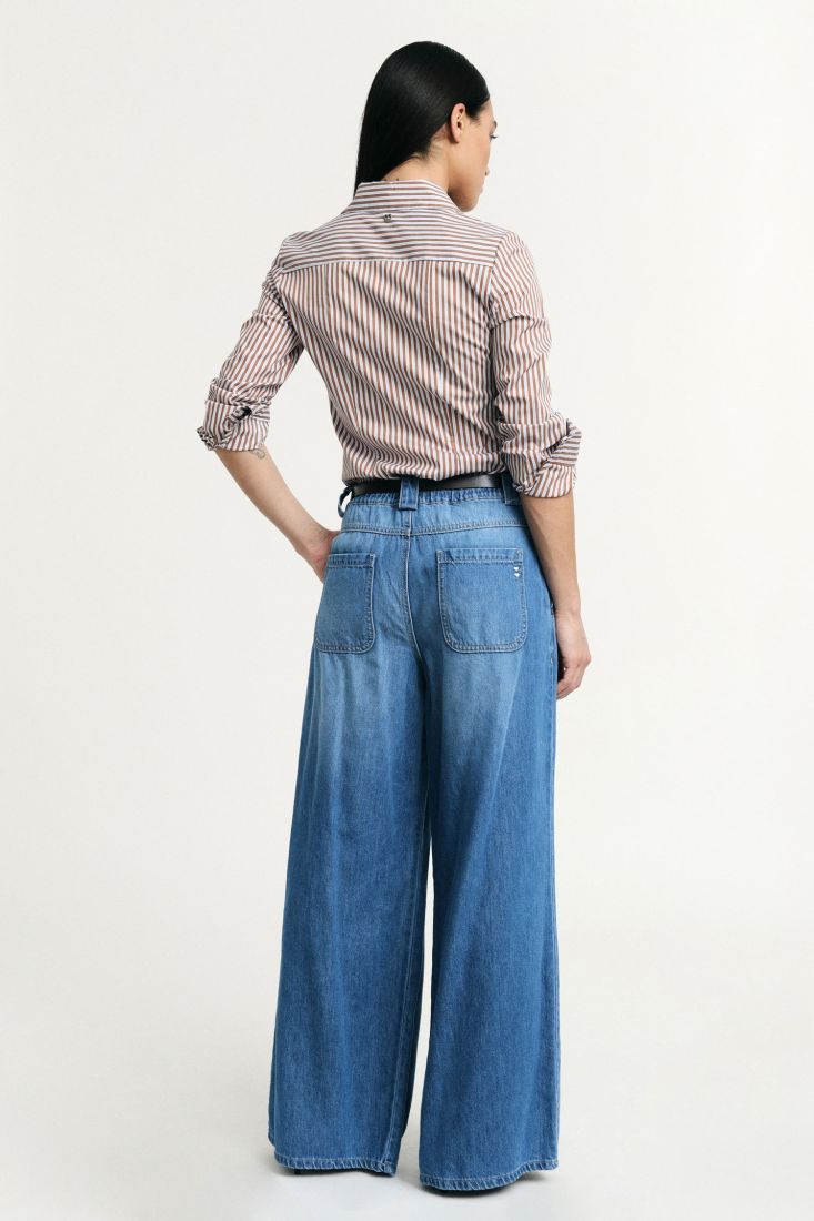 Jeans Please palazzo con cintura e pinces