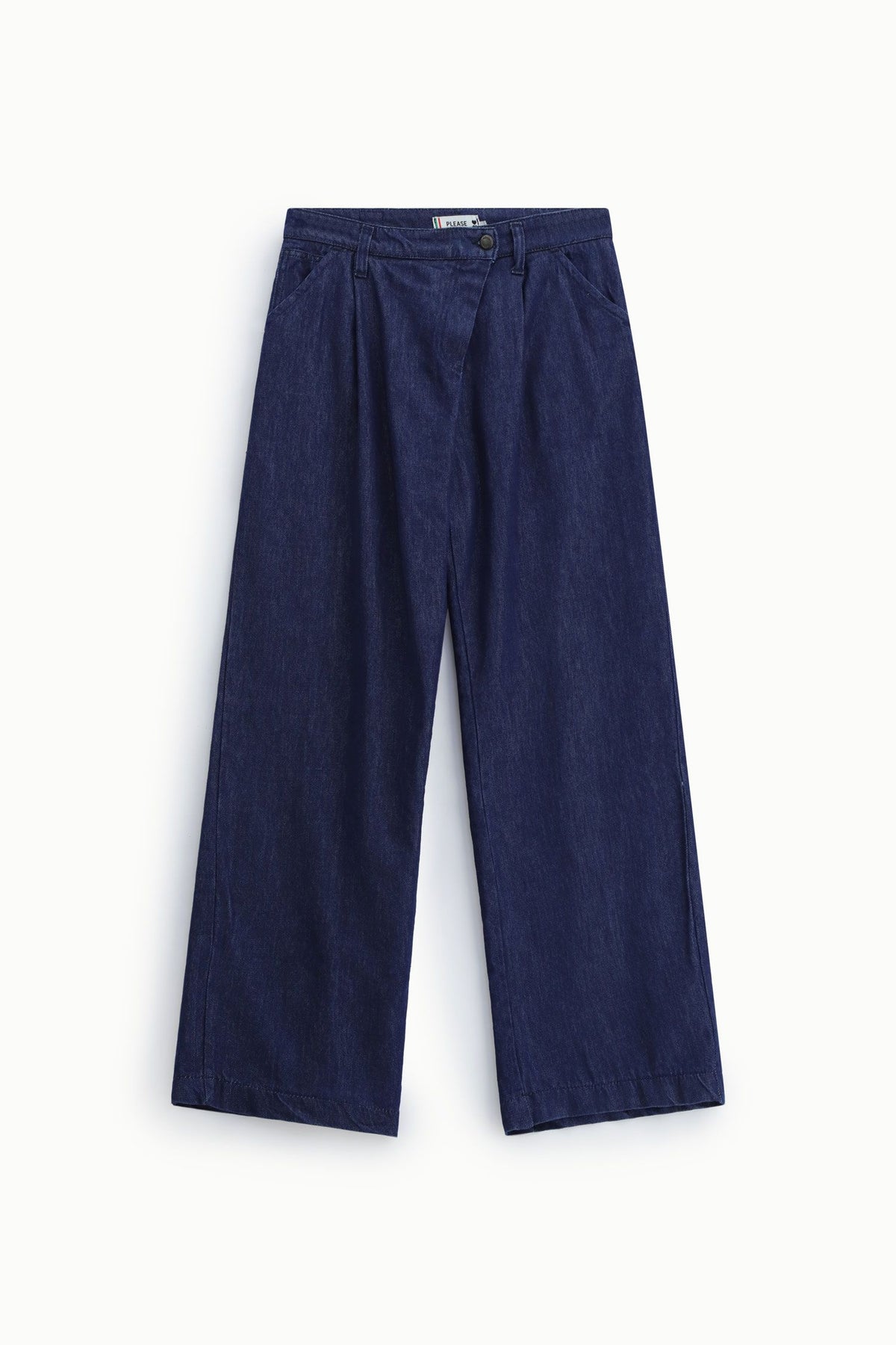 Jeans ampi vita alta con pinces Please - Blu Denim