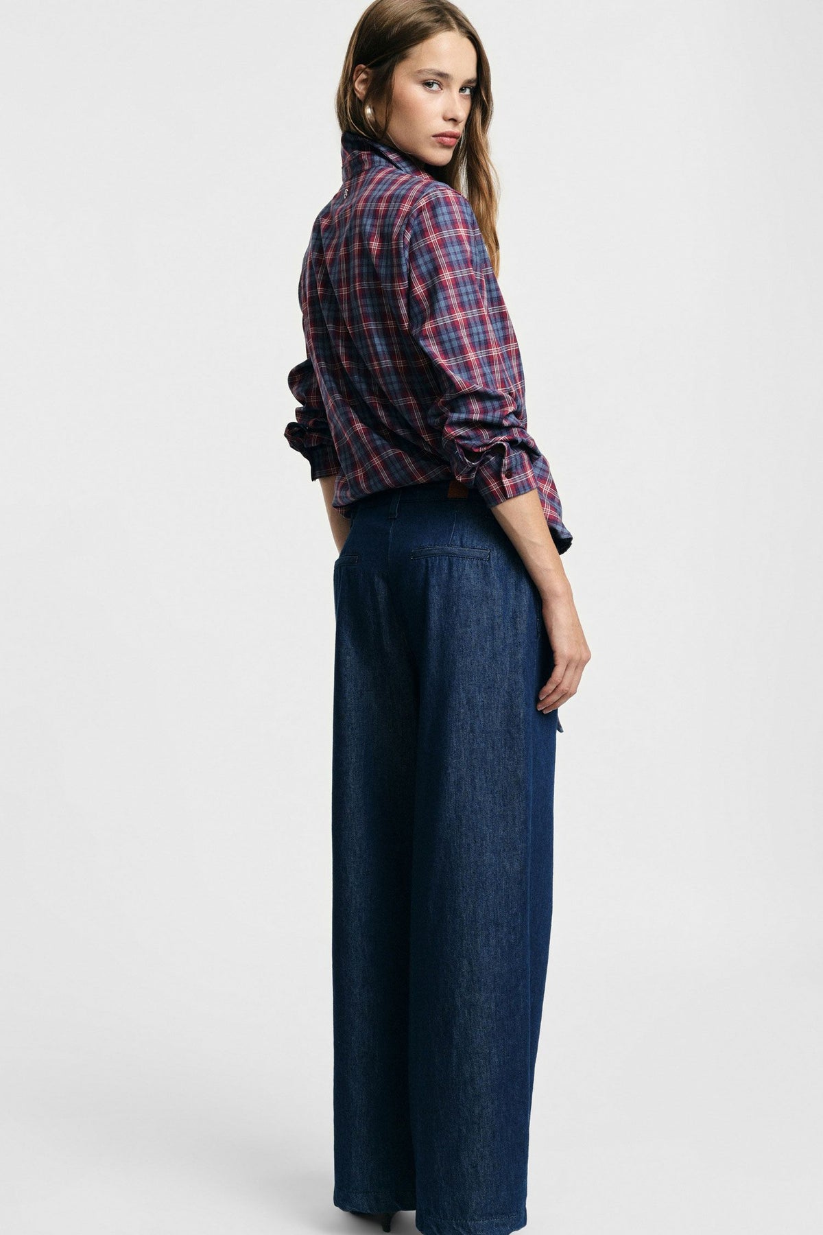 Jeans ampi vita alta con pinces Please - Blu Denim
