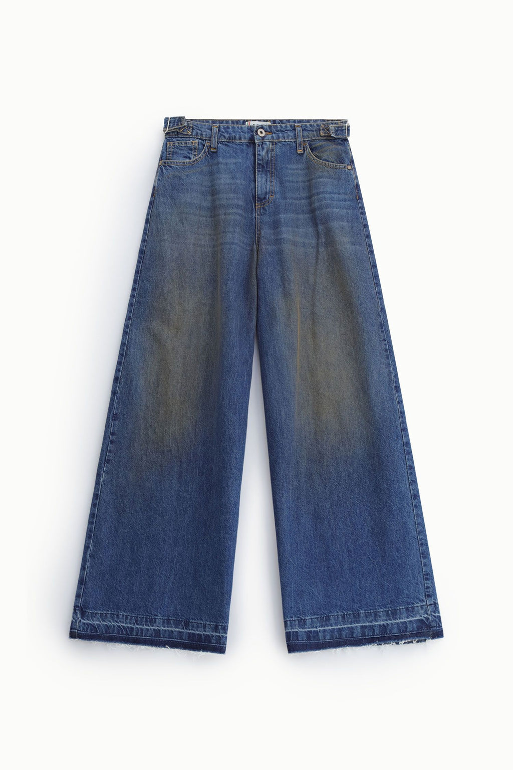 Jeans a gamba ampia con fondo sfrangiato Please - Blu Denim