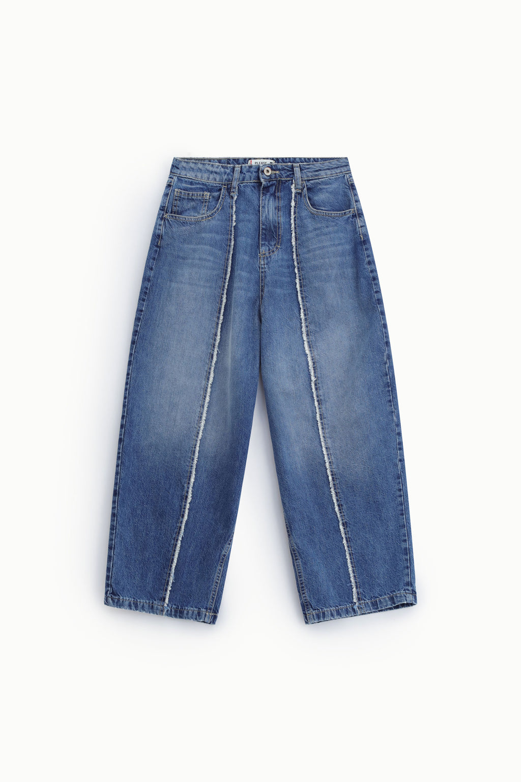 Jeans ampi dritti con cuciture frontali a vista Pleasev - Blu Denim