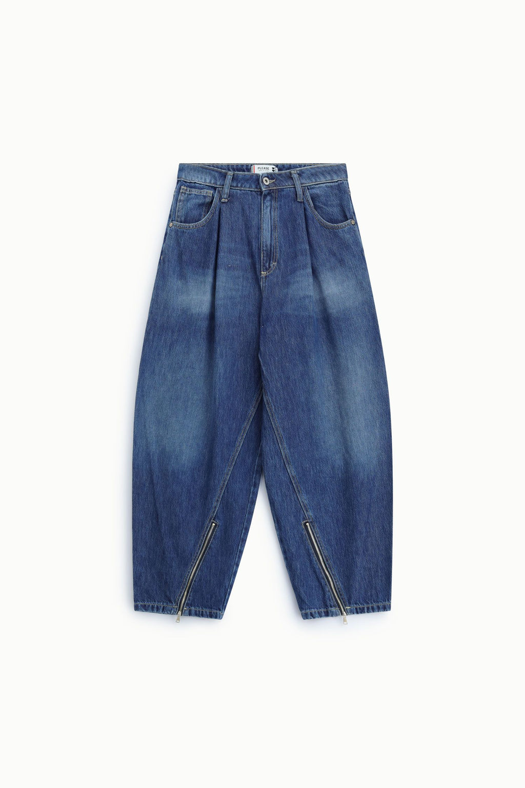 Jeans baloon fit con zip al fondo Please - Blu Denim
