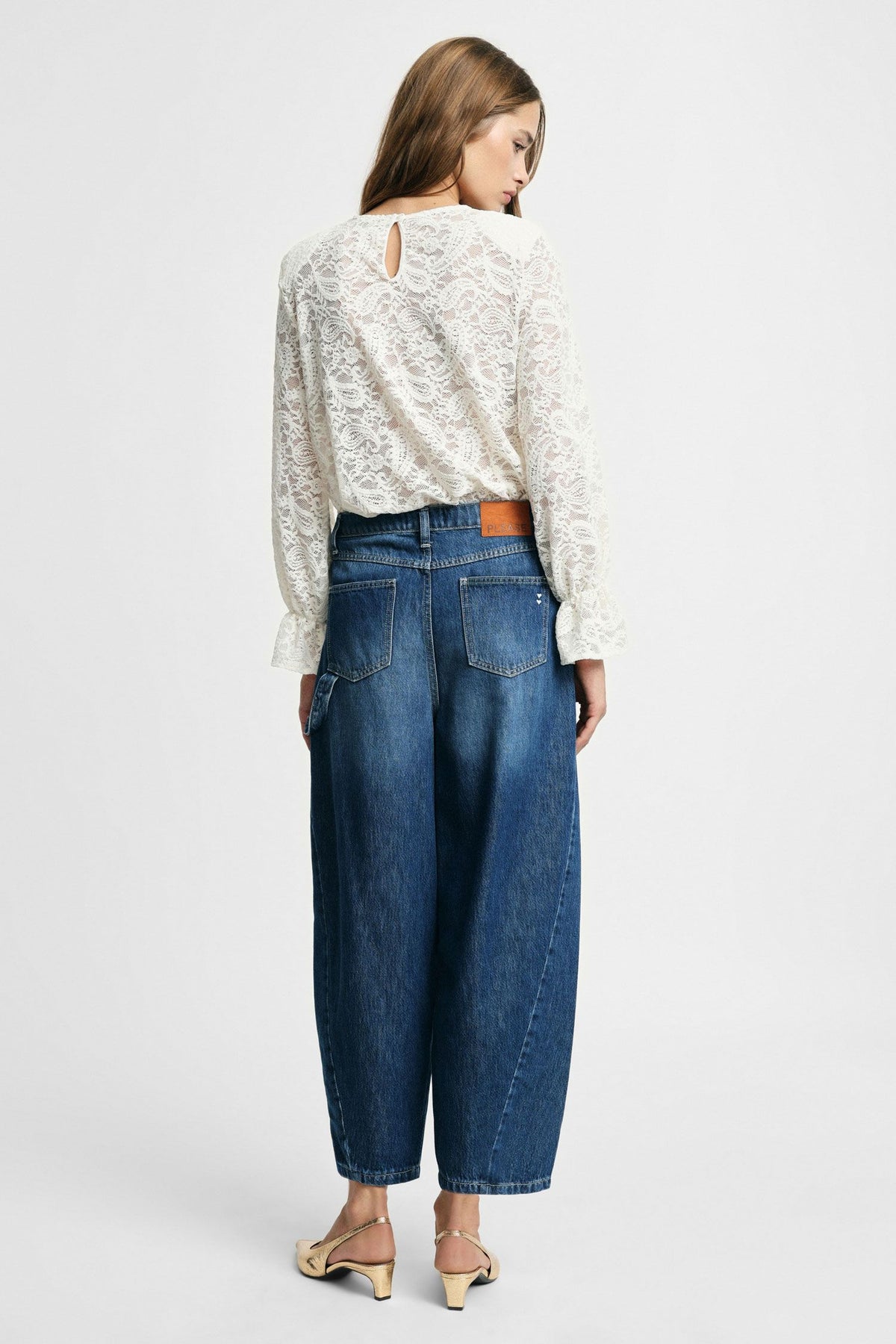 Jeans baloon fit con zip al fondo Please - Blu Denim