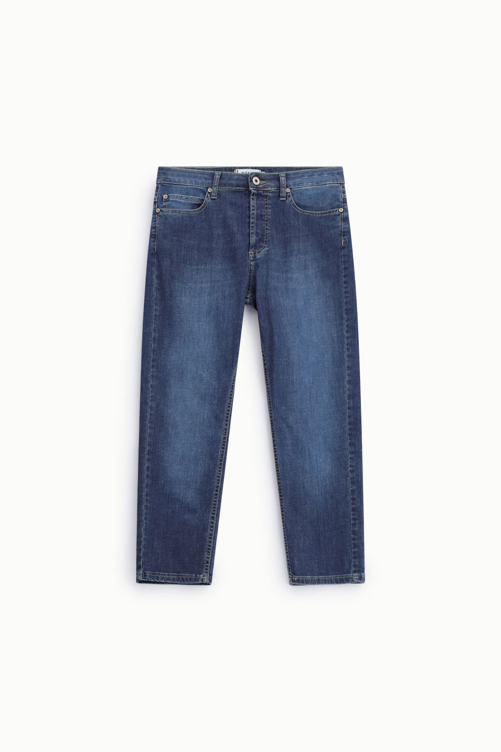 Jeans cropped a vita alta con taglio dritto Please - Blu denim