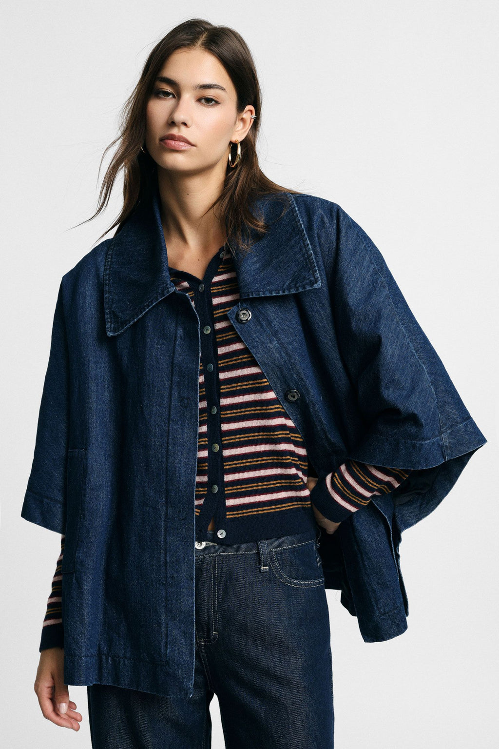 Giacca in denim con maniche ampie e bottoni Please - Blu Denim